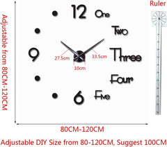 Large 3D DIY Wall Clock for Living Room, Bedroom, Office