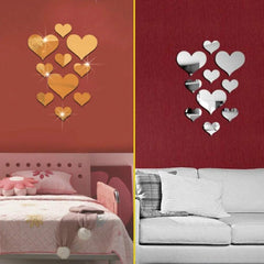 12 pcs Love Heart 3D Mirror