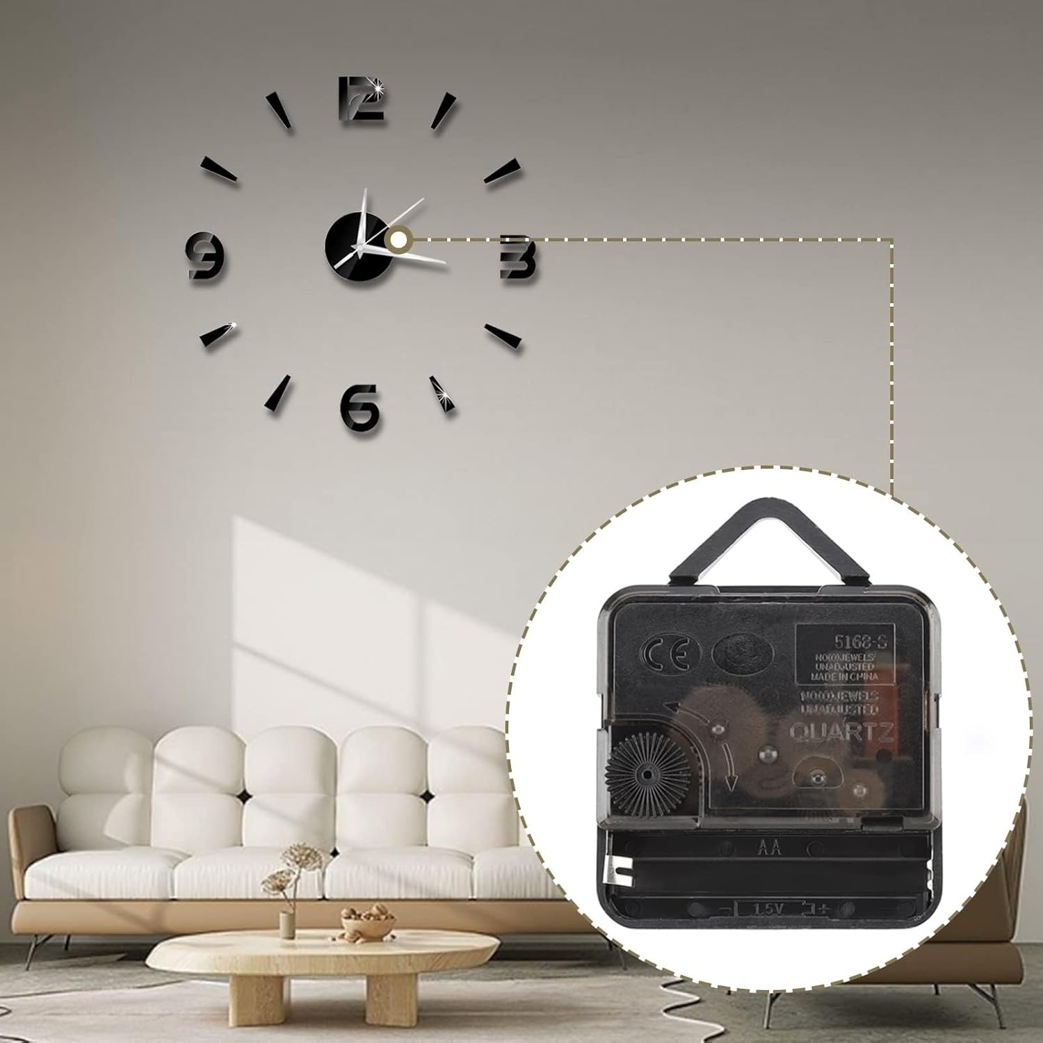 DIY 3D Large Frameless Wall Clock