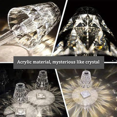 Acrylic Diamond Glow Table Lamp, Cordless Crystal