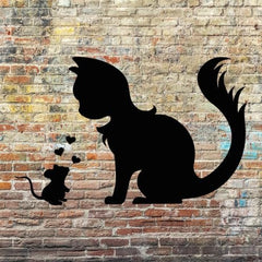 Cute Wall Decor: Mouse and Cat An Adorable Playful Duo