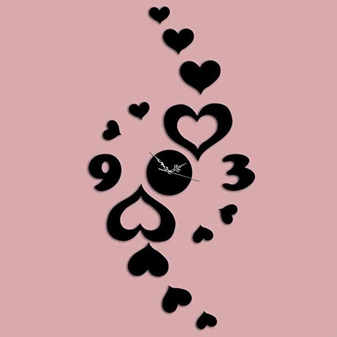 Cut Heart-shaped Wall Sticker Wall Clock